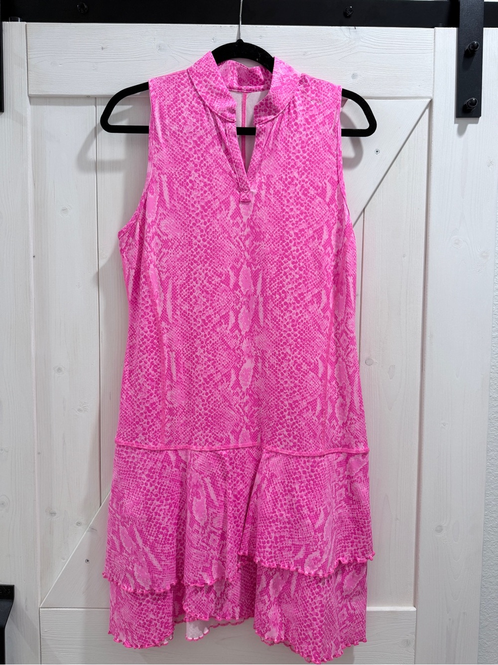 Sleeveless Pink Snake-Print Athletic Dress